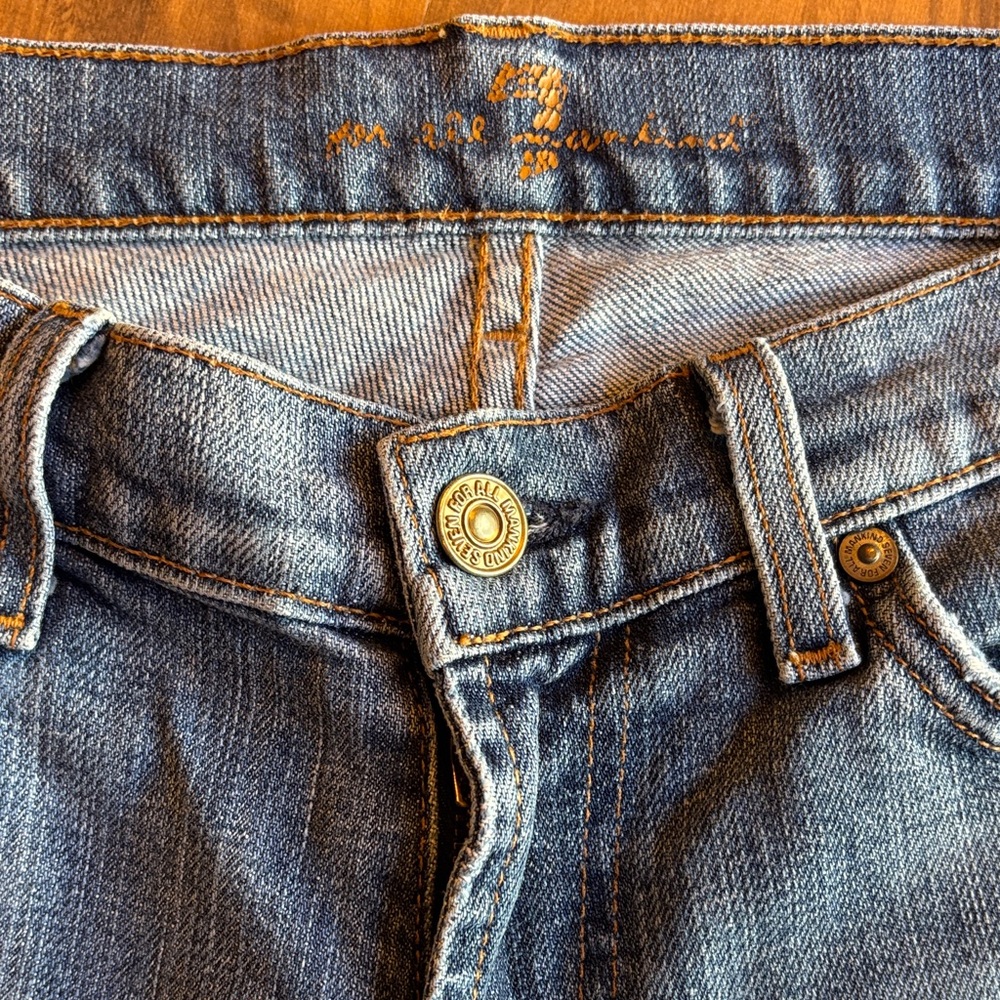 7 For All Mankind Women's Straight Leg Blue Jeans - Picture 2 of 11